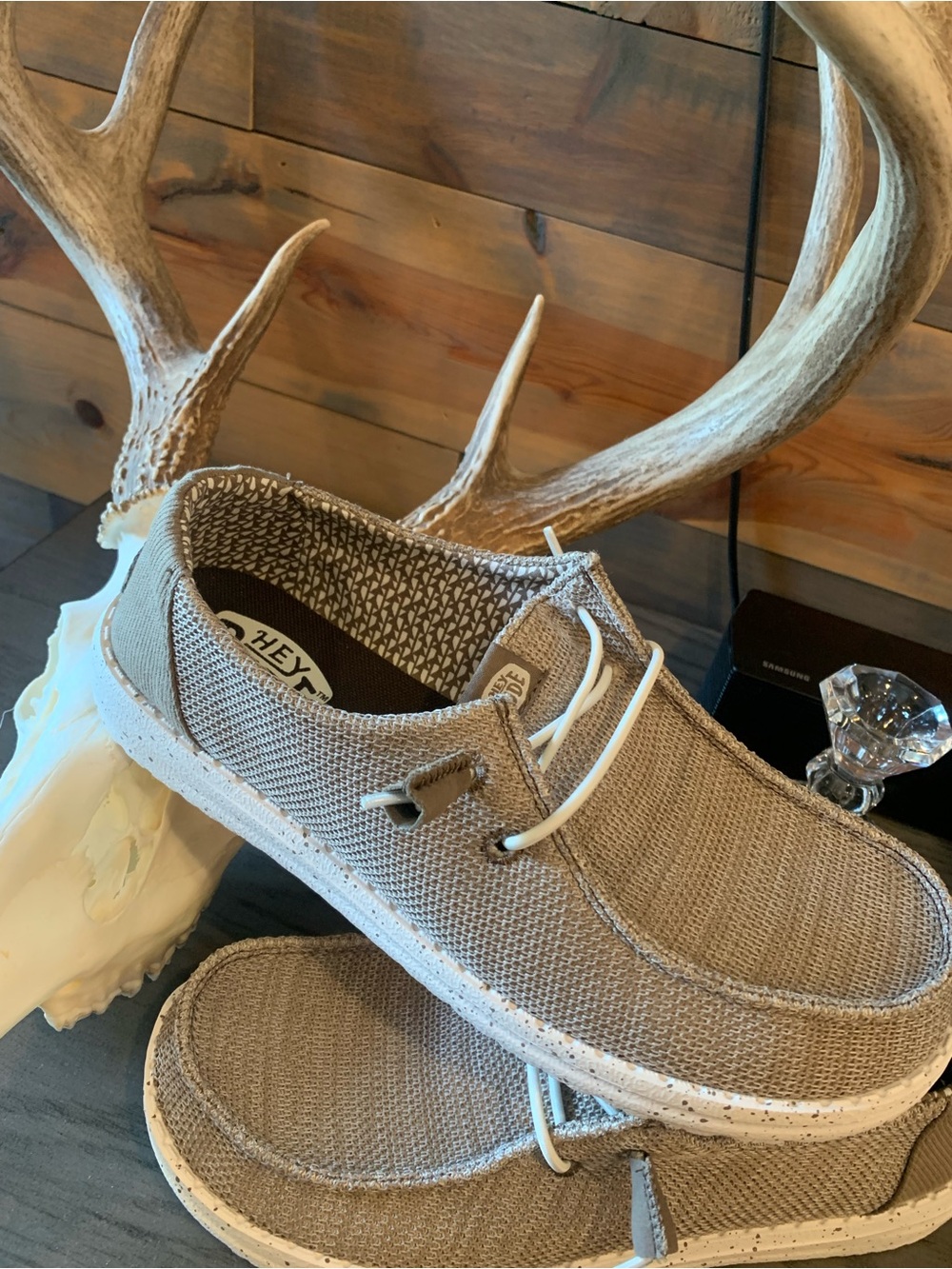 Hey Dude Women's Linen Slip-On Loafers in Taupe